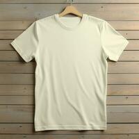 AI generative of a blank t-shirt in cream color in high quality, perfect to create a mockup preview photo