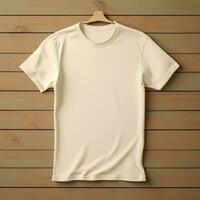 AI generative of a blank t-shirt in cream color in high quality, perfect to create a mockup preview photo