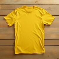 AI generative High quality blank t-shirt in yellow color, perfect to create mockup preview photo