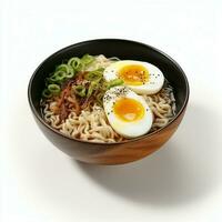 AI generative of a delicious ramen in the bowl, white background photo