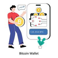 bitcoin billetera plano estilo diseño vector ilustración. valores ilustración