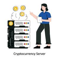 Cryptocurrency Server flat style design vector illustration. stock illustration