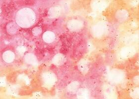 Abstract background with bokeh on pink and orange watercolor stains vector