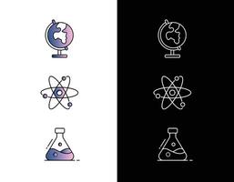 Scientific Icon Set containing Beaker, Molecule, and Globe icon. vector