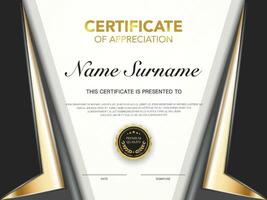 certificate of achievement template black and gold color with luxury and modern style vector image. awards diploma of work. illustration gift card design.