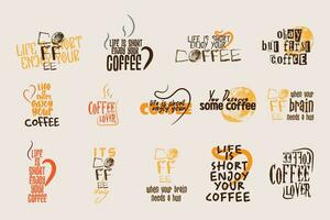 conjunto de café amante tipografía vector