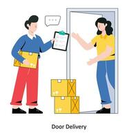 Door Delivery flat style design vector illustration. stock illustration
