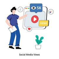 Social Media Views flat style design vector illustration. stock illustration