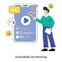 Social Media Live Streaming flat style design vector illustration. stock illustration