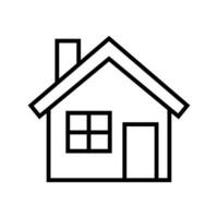 House line icon. House with pipe in the outline style. Vector silhouette of building isolated on white