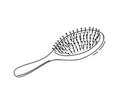 Doodle hairbrush for styling vector doodle illustration. Comb hairdresser tool isolated on white