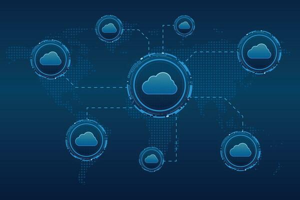 Modern cloud technology futuristic, online storage, work from home