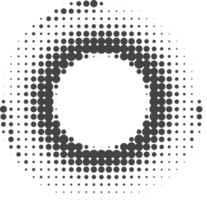 Dotted circle pattern. Abstract halftone round. Frame with random gradient gradation. Grunge rings design png