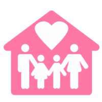 casa famiglia icona con cuori simbolo png