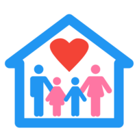 casa família ícone com corações símbolo png