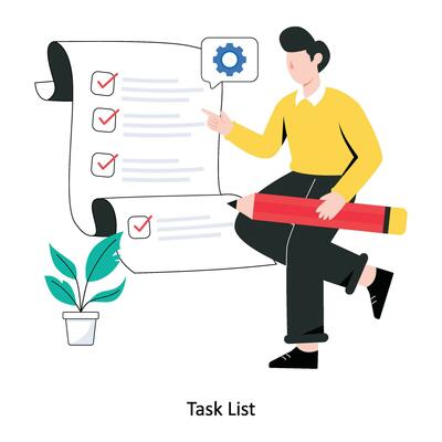Task List flat style design vector illustration. stock illustration