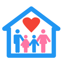 casa família ícone com corações símbolo png