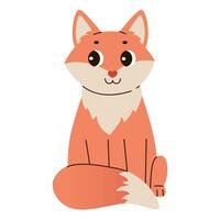 Isolated cute funny fox in flat vector style on white background. Woodland life. Forest animal.