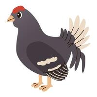 Isolated cute funny grouse in flat vector style on white background. Woodland life. Forest animal.