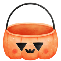 vattenfärg halloween pumpa korg illustration png