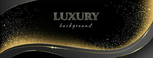 Luxury vector background with golden glow and dust, sparkles and stars. Postcard, web banner, greeting, invitational premium backdrop.