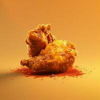 AI generative 3D style design of fried chicken in yellow background photo