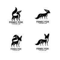 fennec fox logo icon design illustration negative black white vector