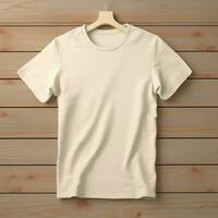 AI generative of a blank t-shirt in cream color in high quality, perfect to create a mockup preview photo