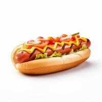 AI Generative high quality of 3D hotdog design in white background photo