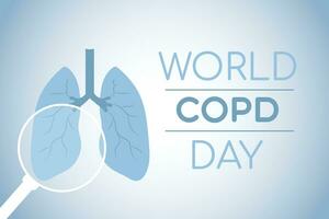 Chronic Obstructive Pulmonary Disease is observed every year in November, is the name for a group of lung conditions that cause breathing difficulties. World COPD day. stock illustration. photo