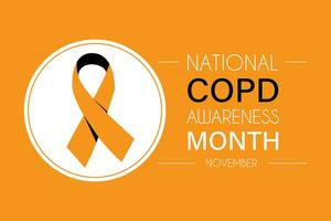 Chronic obstructive pulmonary disease COPD awareness month concept. Banner with orange ribbon awareness and text. World Chronic Obstructive Pulmonary Disease Day. stock illustration. photo