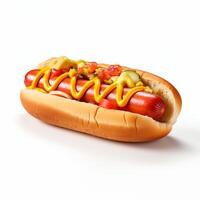 AI Generative high quality of 3D hotdog design in white background photo