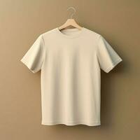 AI generative of a blank t-shirt in cream color in high quality, perfect to create a mockup preview photo