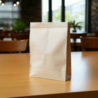 AI generative High quality photo of blank paper bag on the table