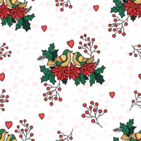 Christmas romantic Seamless Pattern. Pair  birds png