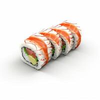 AI Generative High quality of 3D style design of futomaki sushi with white background photo