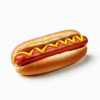 AI Generative high quality of 3D hotdog design in white background photo