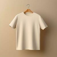 AI generative of a blank t-shirt in cream color in high quality, perfect to create a mockup preview photo