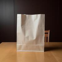 High quality photo of blank paper bag on the table