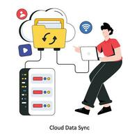 Cloud Data Sync Flat Style Design Vector illustration. Stock illustration