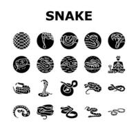 snake black serpent viper cobra icons set vector