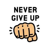never give up succes challenge color icon vector illustration