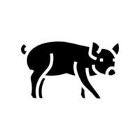 linda cerdito cerdo granja glifo icono vector ilustración