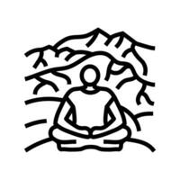 mountain retreat taoism line icon vector illustration