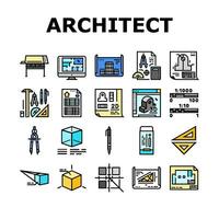 ingeniero construcción arquitecto íconos conjunto vector