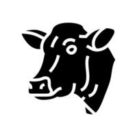 cabeza vaca animal glifo icono vector ilustración