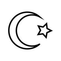 crescent moon islam muslim line icon vector illustration