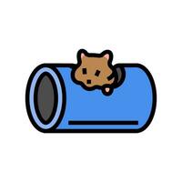 hamster in tunnel pet color icon vector illustration