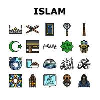 ramadan islam muslim eid arabian icons set vector