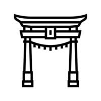 torii portón sintoísmo línea icono vector ilustración